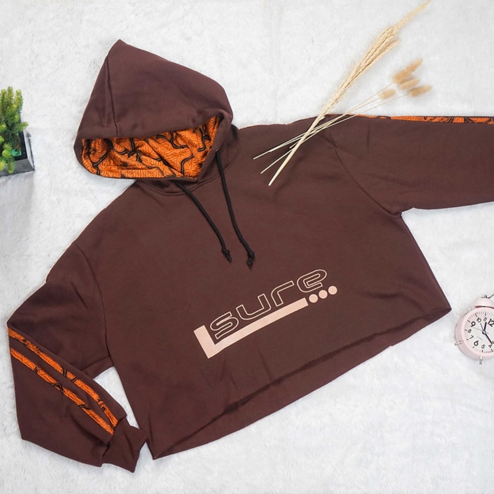 Batik Accent Hoody in Brown